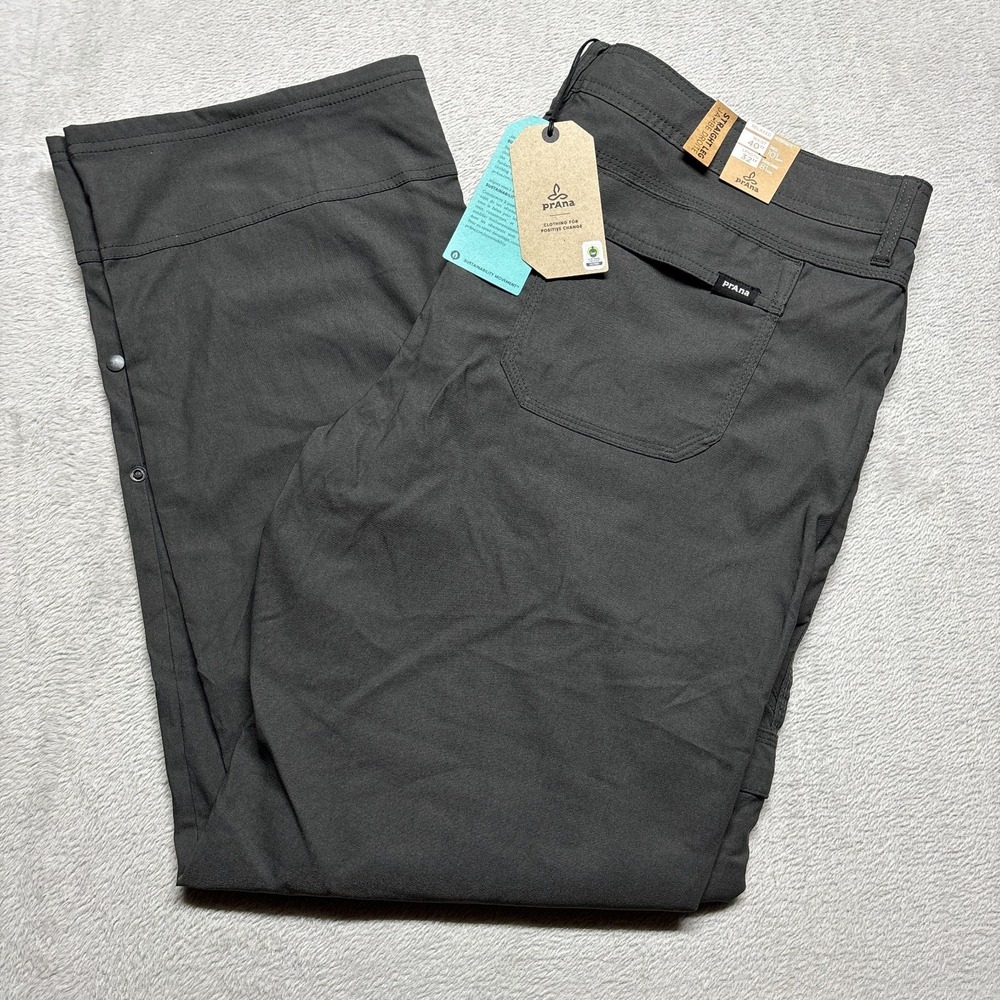 NWT Prana Stretch Zion II Pants Mens 40(42)x32 Gray Roll Up Lightweight